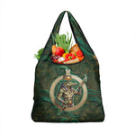 Sobek Crocodile Warrior Grocery Bag with Ankh Ancient Egyptian Motif in Emerald