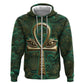 Sobek Crocodile Warrior Hoodie with Ankh Ancient Egyptian Motif in Emerald