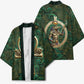 Sobek Crocodile Warrior Kimono with Ankh Ancient Egyptian Motif in Emerald