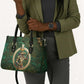 Sobek Crocodile Warrior Leather Bag with Ankh Ancient Egyptian Motif in Emerald