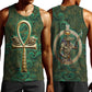 Sobek Crocodile Warrior Men Tank Top with Ankh Ancient Egyptian Motif in Emerald