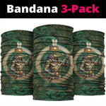 Sobek Crocodile Warrior Neck Gaiter with Ankh Ancient Egyptian Motif in Emerald