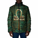 Sobek Crocodile Warrior Padded Jacket with Ankh Ancient Egyptian Motif in Emerald