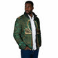 Sobek Crocodile Warrior Padded Jacket with Ankh Ancient Egyptian Motif in Emerald