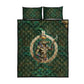 Sobek Crocodile Warrior Quilt Bed Set with Ankh Ancient Egyptian Motif in Emerald