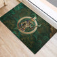 Sobek Crocodile Warrior Rubber Doormat with Ankh Ancient Egyptian Motif in Emerald
