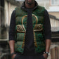 Sobek Crocodile Warrior Sleeveless Puffer Jacket with Ankh Ancient Egyptian Motif in Emerald