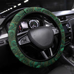 Sobek Crocodile Warrior Steering Wheel Cover with Ankh Ancient Egyptian Motif in Emerald