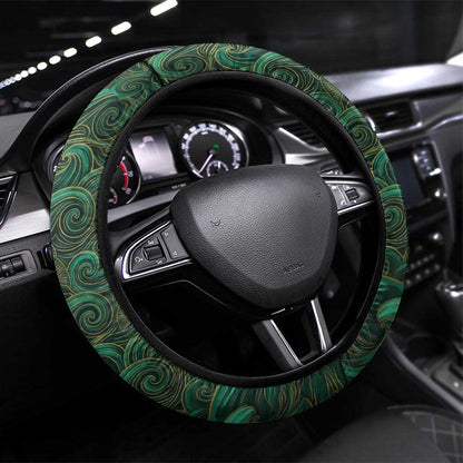 Sobek Crocodile Warrior Steering Wheel Cover with Ankh Ancient Egyptian Motif in Emerald