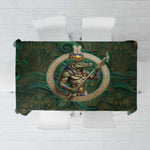 Sobek Crocodile Warrior Tablecloth with Ankh Ancient Egyptian Motif in Emerald