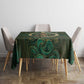Sobek Crocodile Warrior Tablecloth with Ankh Ancient Egyptian Motif in Emerald