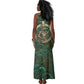 Sobek Crocodile Warrior Tank Maxi Dress with Ankh Ancient Egyptian Motif in Emerald