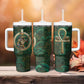 Sobek Crocodile Warrior Tumbler With Handle with Ankh Ancient Egyptian Motif in Emerald