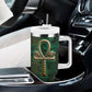 Sobek Crocodile Warrior Tumbler With Handle with Ankh Ancient Egyptian Motif in Emerald