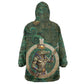 Sobek Crocodile Warrior Wearable Blanket Hoodie with Ankh Ancient Egyptian Motif in Emerald