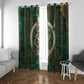 Sobek Crocodile Warrior Window Curtain with Ankh Ancient Egyptian Motif in Emerald
