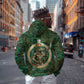 Sobek Crocodile Warrior Zip Hoodie with Ankh Ancient Egyptian Motif in Emerald