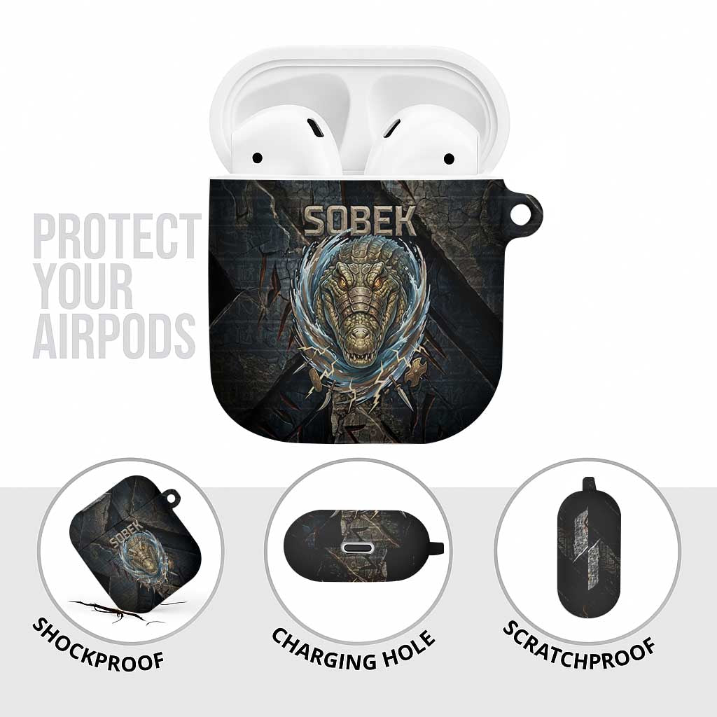 Sobek Egypt AirPods Case with Crocodile Head Water Symbolism Ancient Guardian