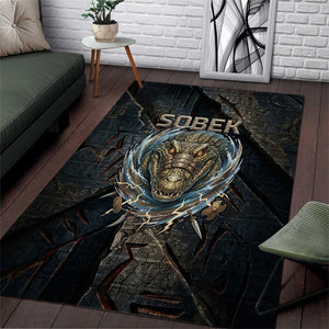 Sobek Egypt Area Rug with Crocodile Head Water Symbolism Ancient Guardian