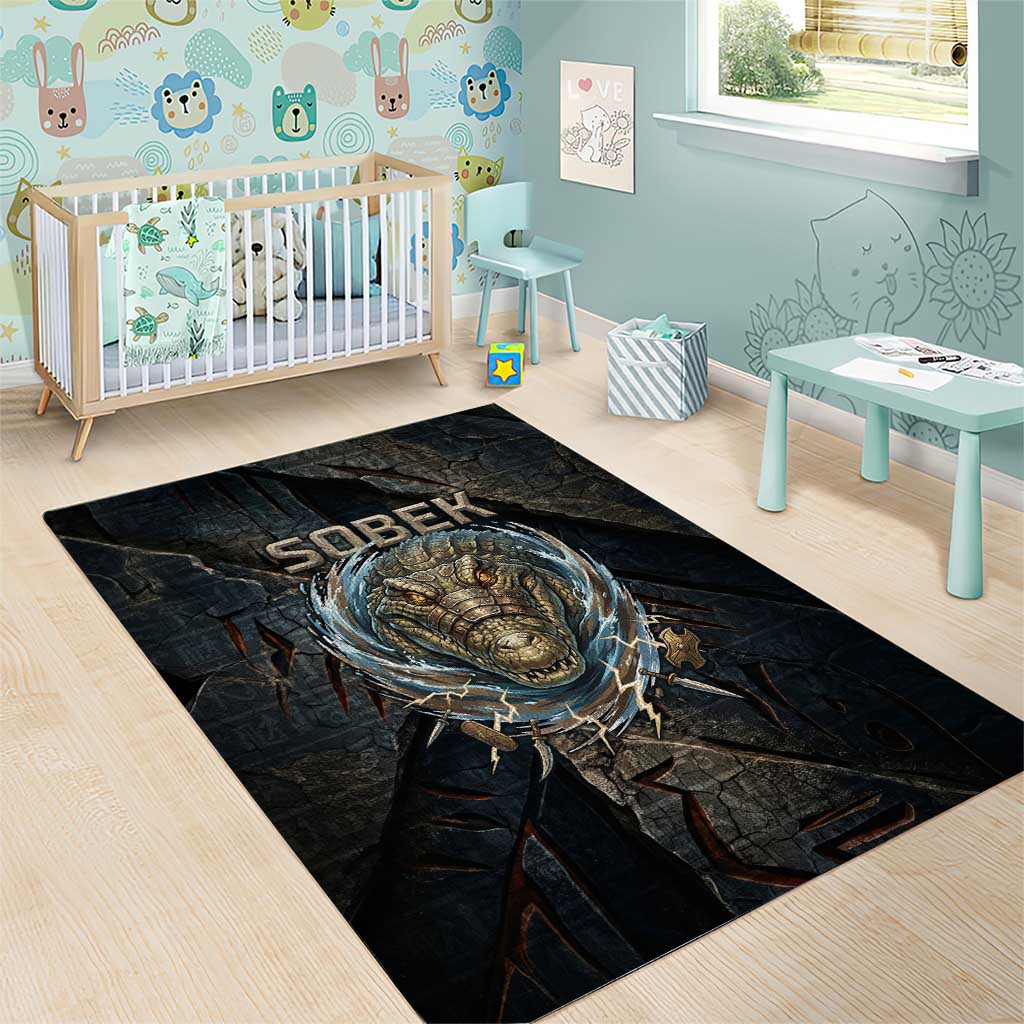 Sobek Egypt Area Rug with Crocodile Head Water Symbolism Ancient Guardian