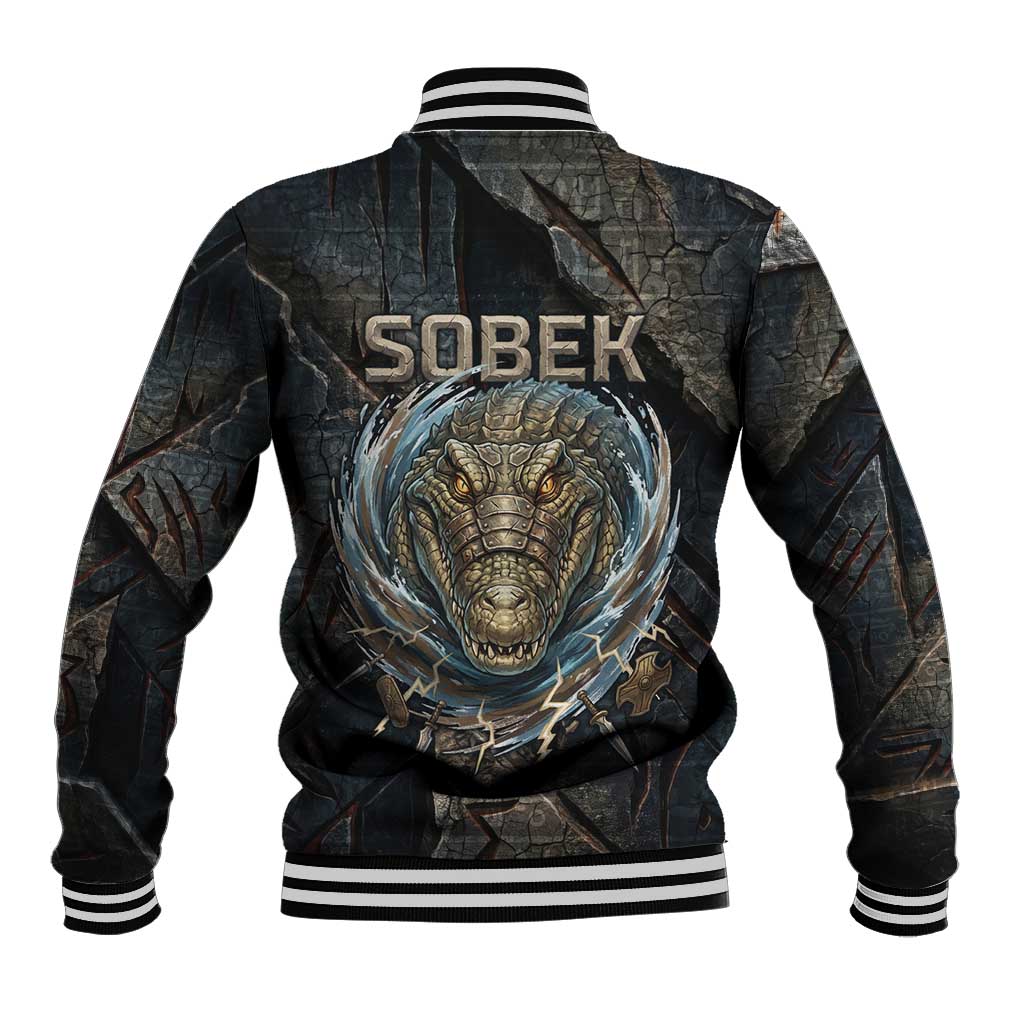 Sobek Egypt Baseball Jacket with Crocodile Head Water Symbolism Ancient Guardian