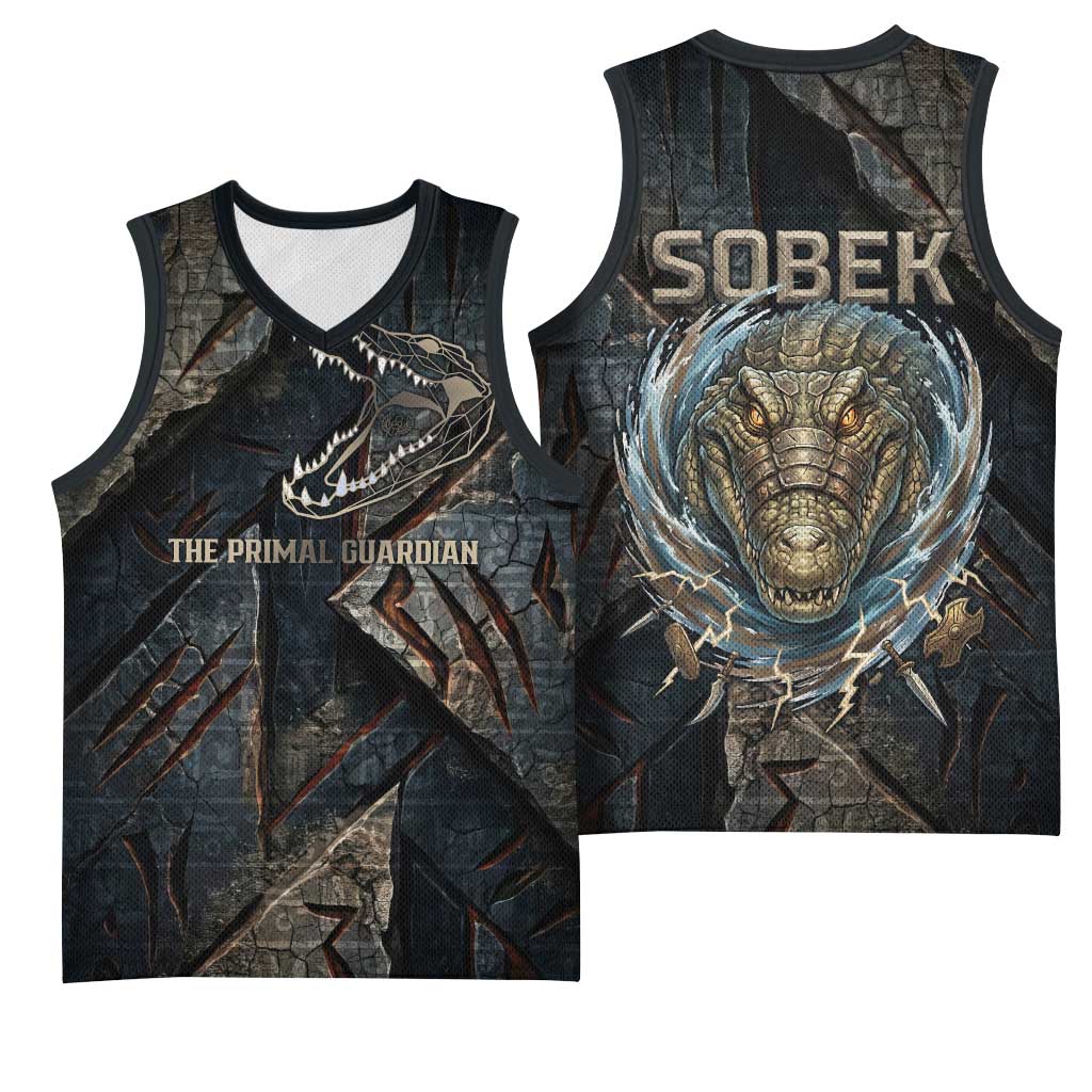 Sobek Egypt Basketball Jersey with Crocodile Head Water Symbolism Ancient Guardian