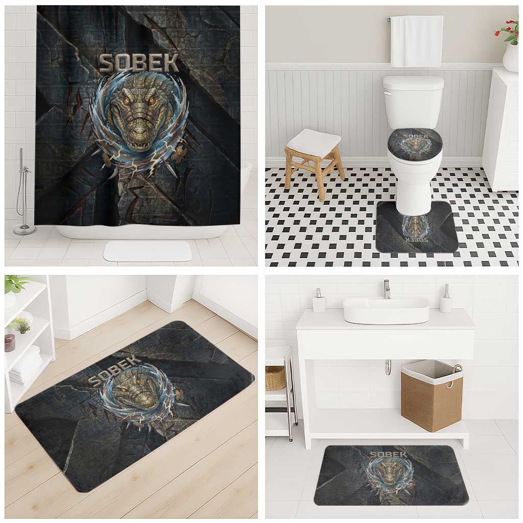 Sobek Egypt Bathroom Set with Crocodile Head Water Symbolism Ancient Guardian