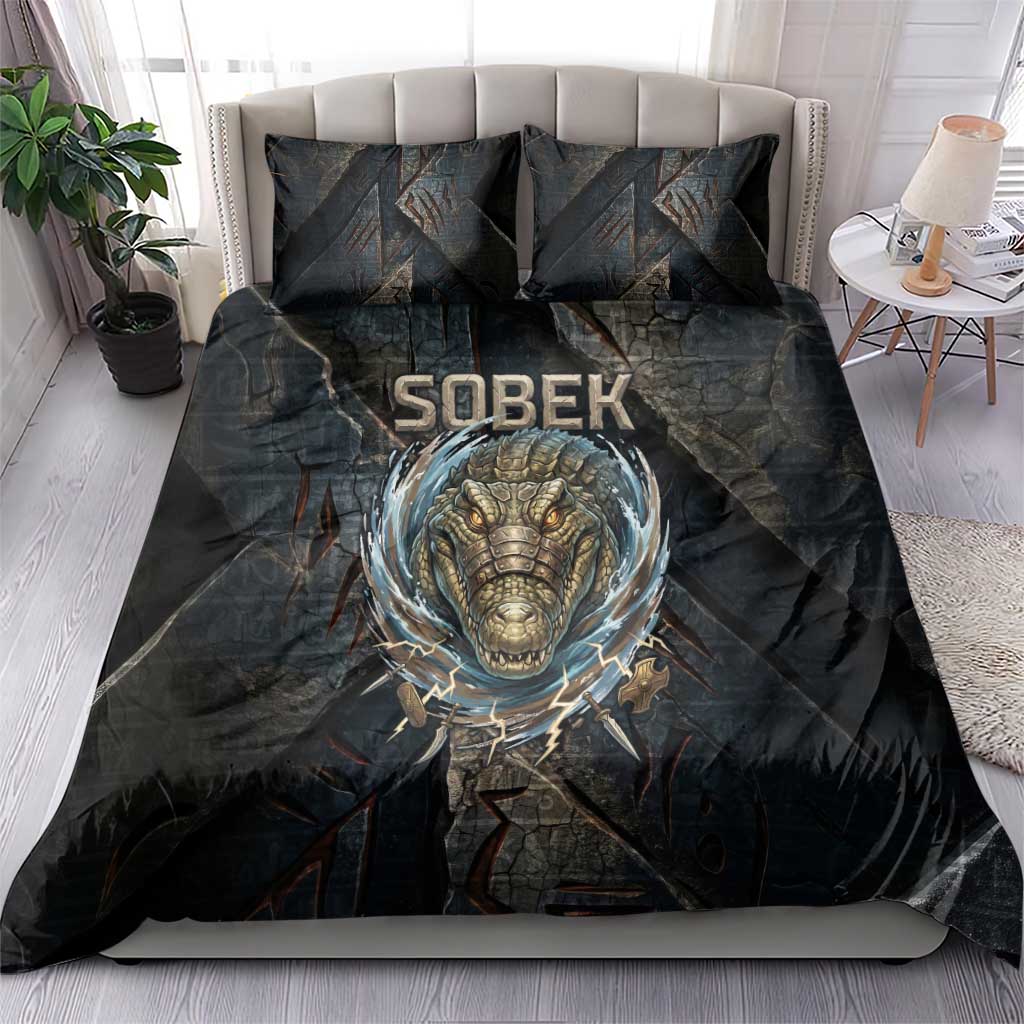 Sobek Egypt Bedding Set with Crocodile Head Water Symbolism Ancient Guardian