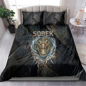 Sobek Egypt Bedding Set with Crocodile Head Water Symbolism Ancient Guardian