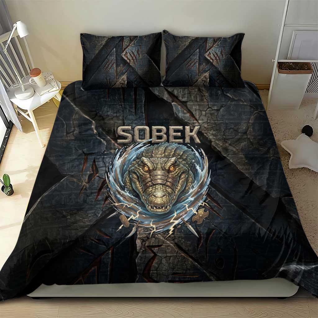 Sobek Egypt Bedding Set with Crocodile Head Water Symbolism Ancient Guardian