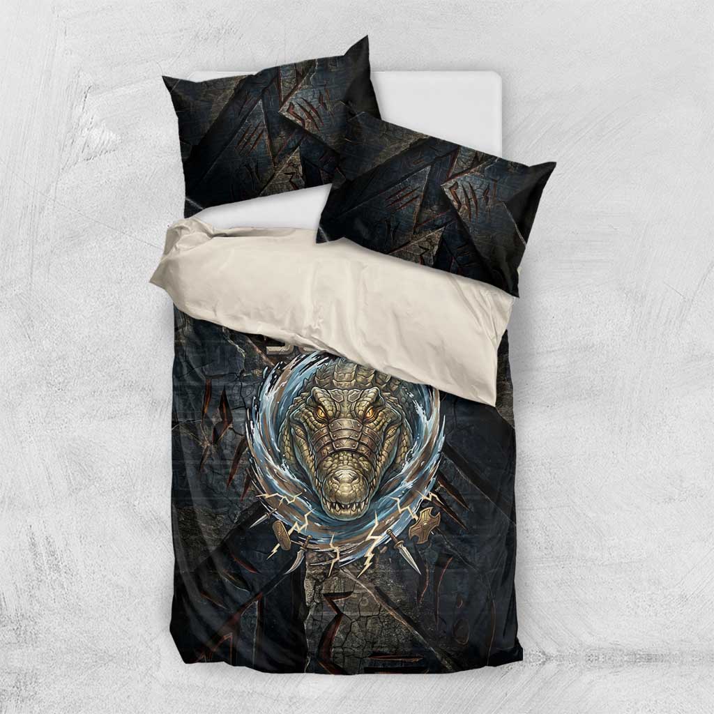 Sobek Egypt Bedding Set with Crocodile Head Water Symbolism Ancient Guardian