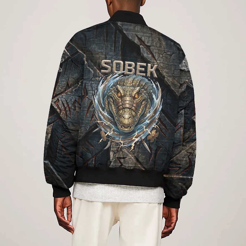 Sobek Egypt Bomber Jacket with Crocodile Head Water Symbolism Ancient Guardian