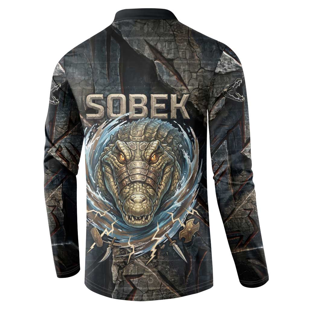Sobek Egypt Button Sweatshirt with Crocodile Head Water Symbolism Ancient Guardian