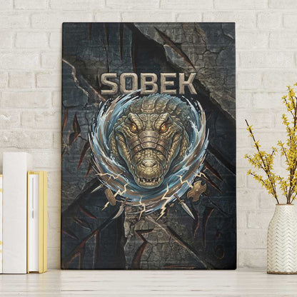Sobek Egypt Canvas Wall Art with Crocodile Head Water Symbolism Ancient Guardian