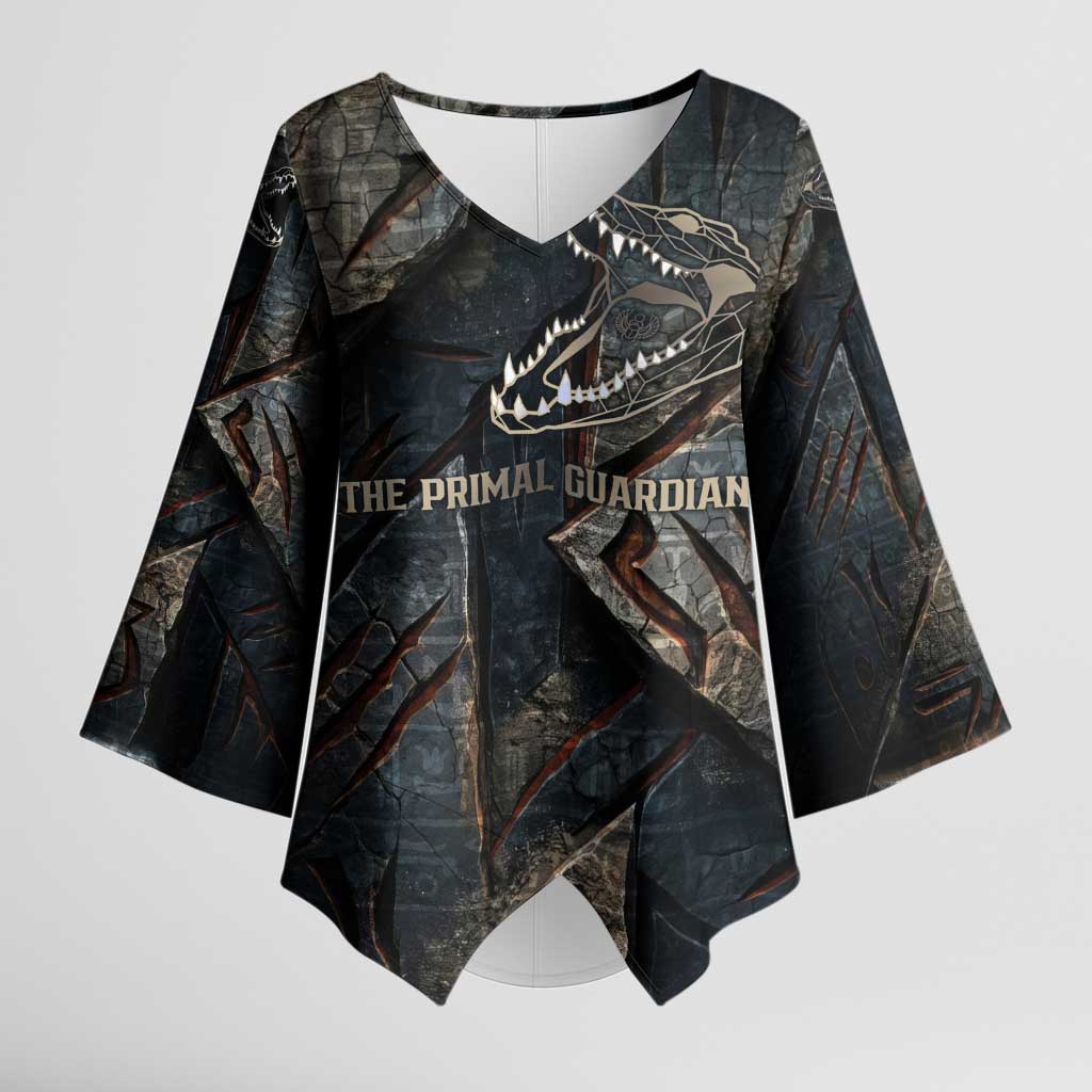 Sobek Egypt Kimono Sleeve Blouse with Crocodile Head Water Symbolism Ancient Guardian