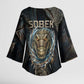 Sobek Egypt Kimono Sleeve Blouse with Crocodile Head Water Symbolism Ancient Guardian