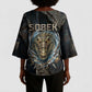 Sobek Egypt Kimono Sleeve Blouse with Crocodile Head Water Symbolism Ancient Guardian