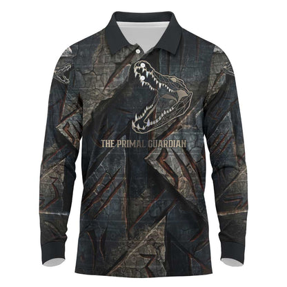 Sobek Egypt Long Sleeve Polo Shirt with Crocodile Head Water Symbolism Ancient Guardian