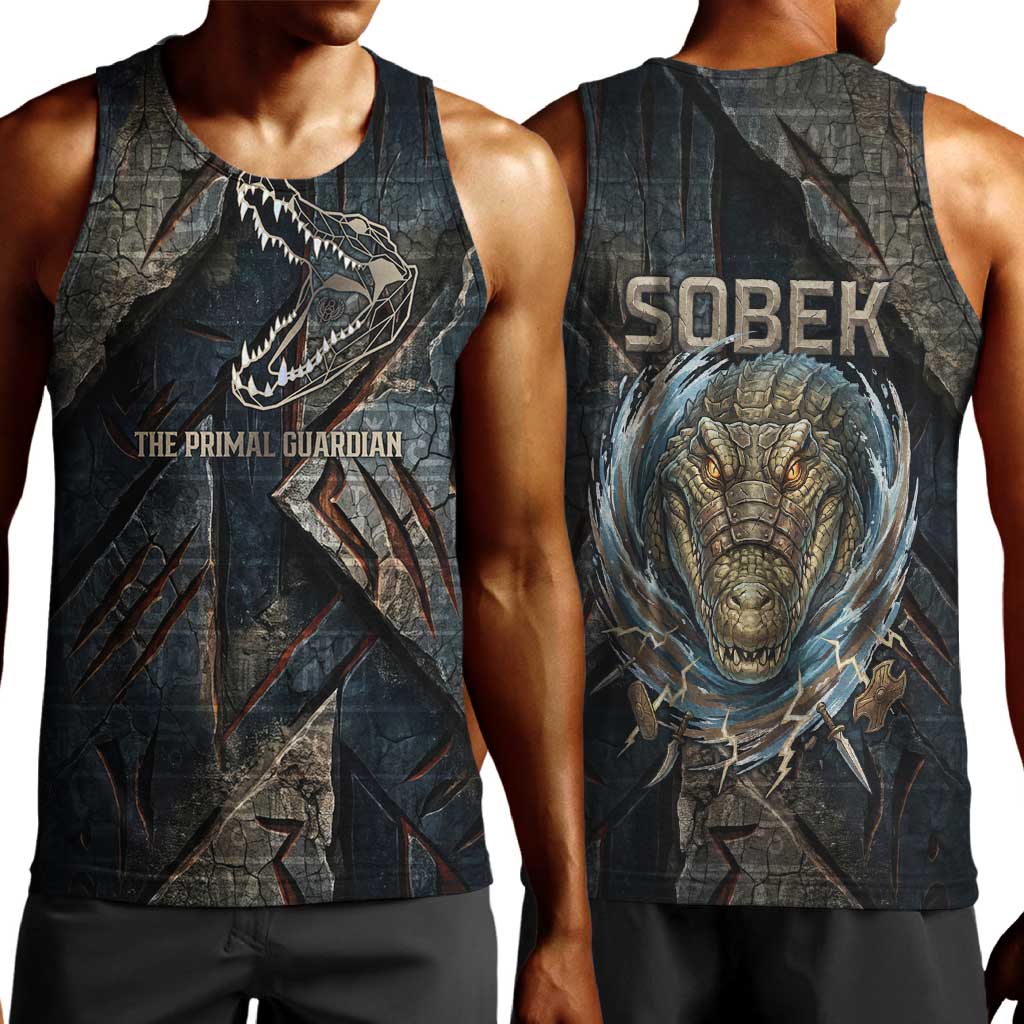Sobek Egypt Men Tank Top with Crocodile Head Water Symbolism Ancient Guardian