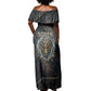 Sobek Egypt Off Shoulder Maxi Dress with Crocodile Head Water Symbolism Ancient Guardian