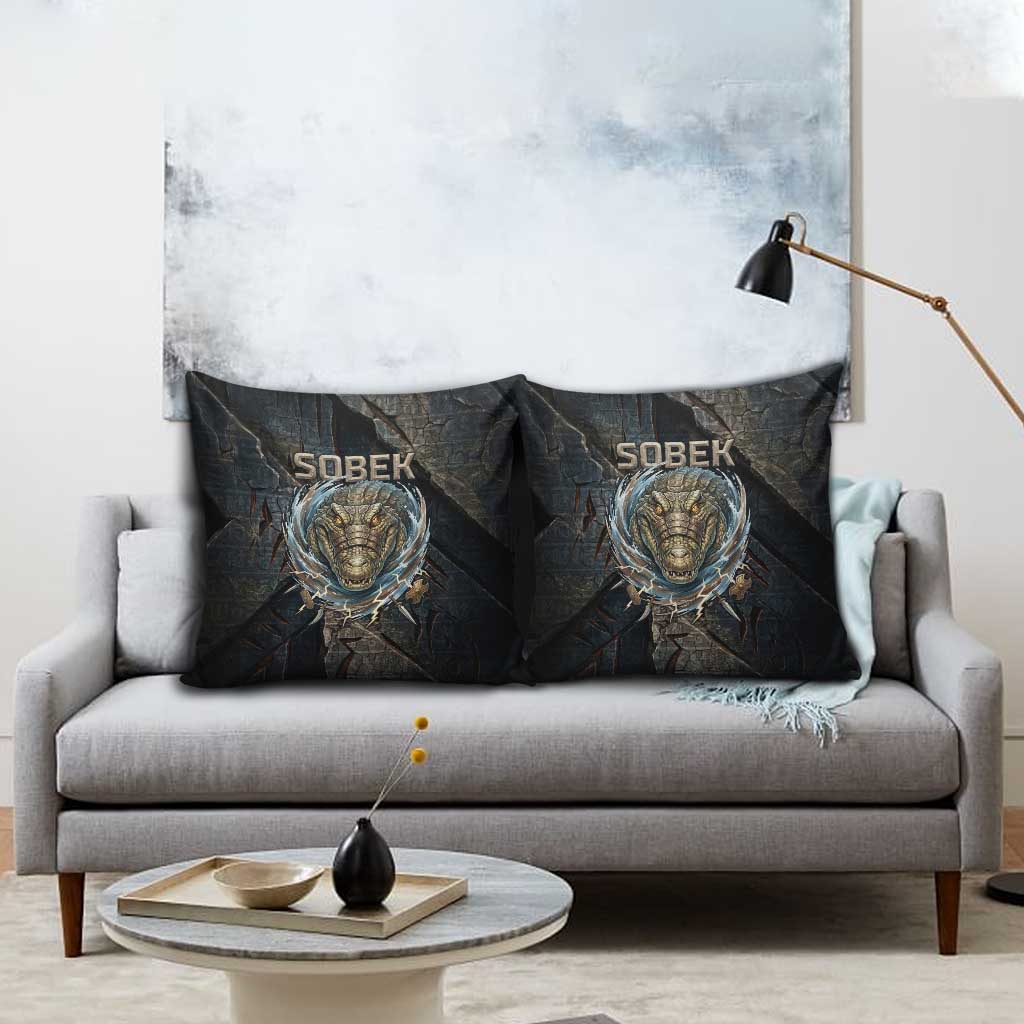 Sobek Egypt Pillow Cover with Crocodile Head Water Symbolism Ancient Guardian