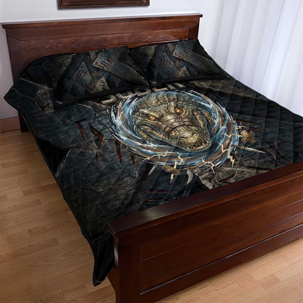 Sobek Egypt Quilt Bed Set with Crocodile Head Water Symbolism Ancient Guardian