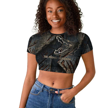 Sobek Egypt Raglan Cropped T shirt with Crocodile Head Water Symbolism Ancient Guardian