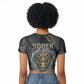 Sobek Egypt Raglan Cropped T shirt with Crocodile Head Water Symbolism Ancient Guardian
