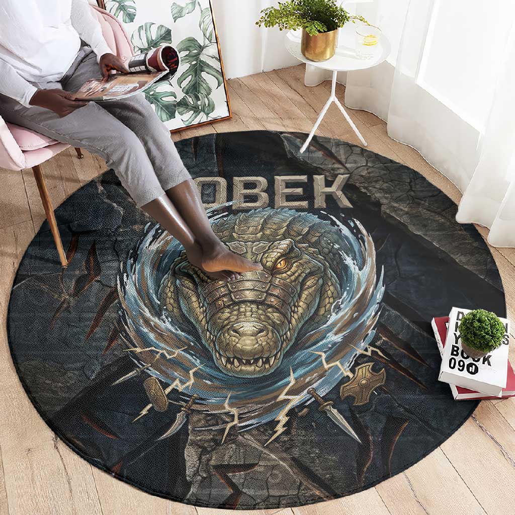Sobek Egypt Round Carpet with Crocodile Head Water Symbolism Ancient Guardian