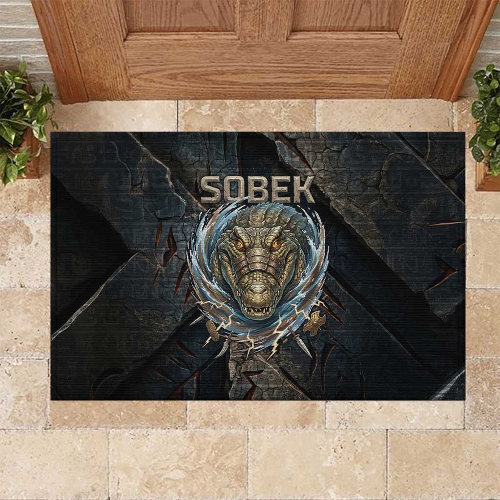 Sobek Egypt Rubber Doormat with Crocodile Head Water Symbolism Ancient Guardian
