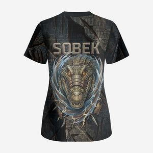 Sobek Egypt Scrub Top with Crocodile Head Water Symbolism Ancient Guardian