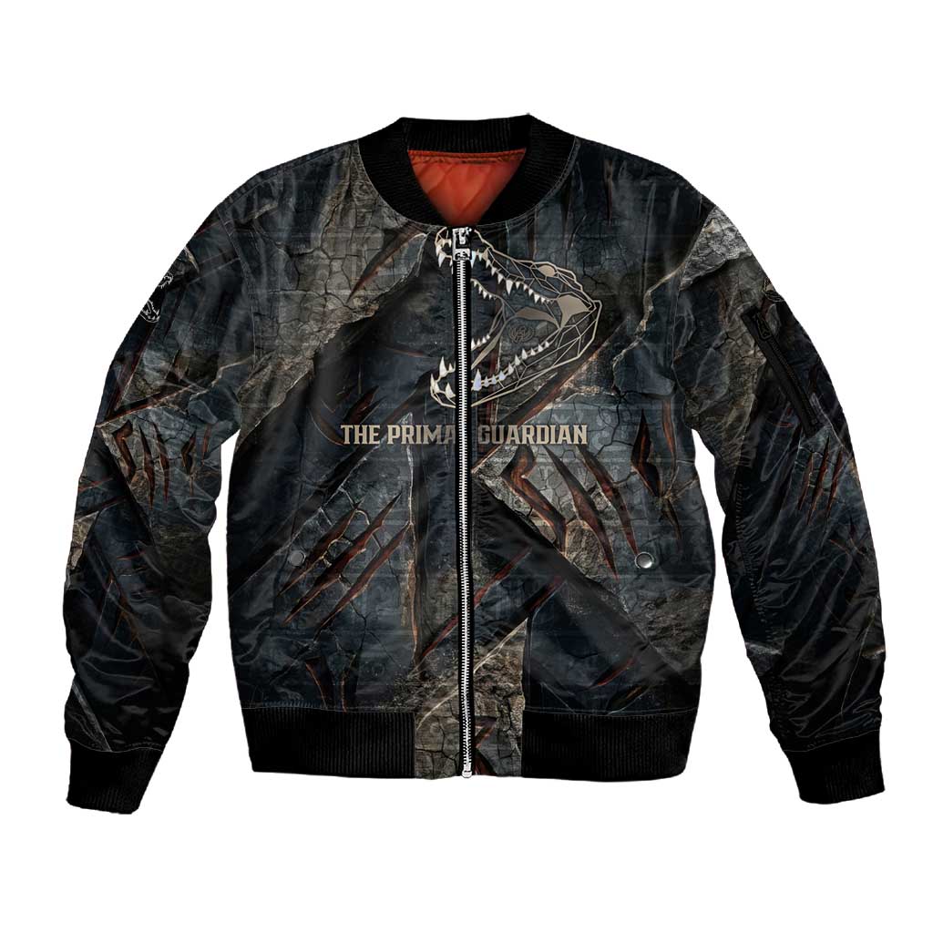 Sobek Egypt Sleeve Zip Bomber Jacket with Crocodile Head Water Symbolism Ancient Guardian