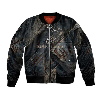 Sobek Egypt Sleeve Zip Bomber Jacket with Crocodile Head Water Symbolism Ancient Guardian
