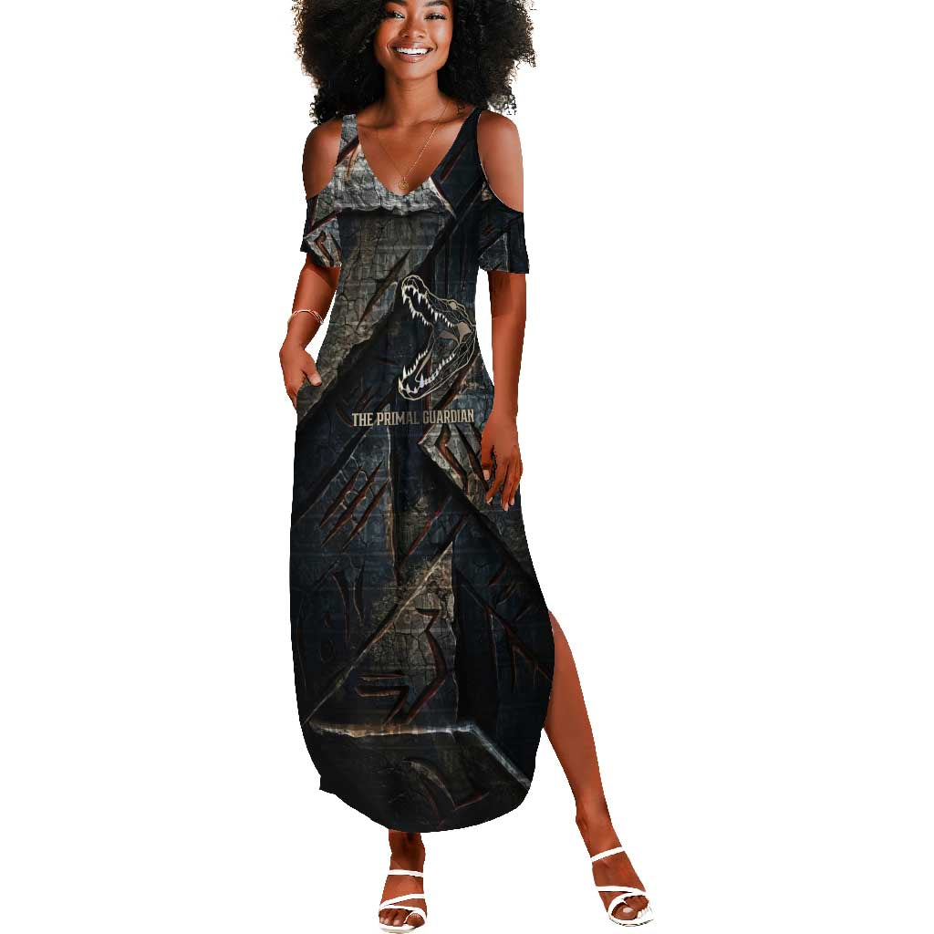 Sobek Egypt Summer Maxi Dress with Crocodile Head Water Symbolism Ancient Guardian
